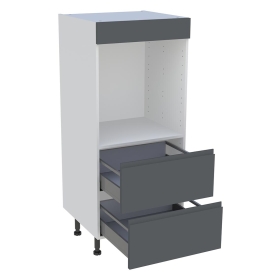 Demi colonne cuisine 2 casseroliers H.129,6 cm x L. 60 cm - Gris ardoise mat sans poignee