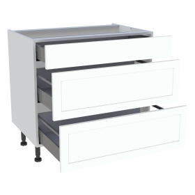 Meuble bas cuisine 1 tiroir, 2 casseroliers H.87 cm x L. 90 cm - Blanc cadre