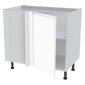 Meuble bas d'angle cuisine 1 porte H.87 cm x L. 90 cm - Blanc mat sans poignée