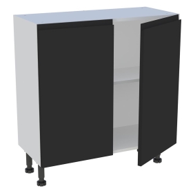 Meuble bas cuisine 2 portes H.87 cm x L. 80 cm x P. 36,9 cm - Noir mat sans poignée