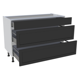 Meuble bas cuisine 1 tiroir, 2 casseroliers H.87 cm x L. 120 cm - Noir cadre