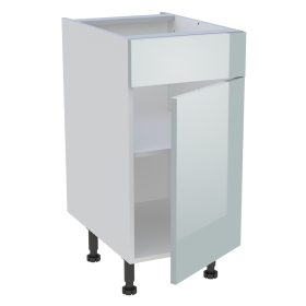 Meuble bas cuisine 1 porte, 1 faux tiroir H.87 cm x L. 40 cm - Gris cendre brillant