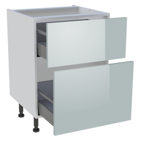 Meuble bas cuisine 2 coffres H.87 cm x L. 60 cm - Gris cendre brillant