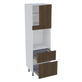 Colonne cuisine 1 porte, 2 casseroliers H. 216,6 cm x L. 60 cm - CF1P2C60 - Noyer foncé