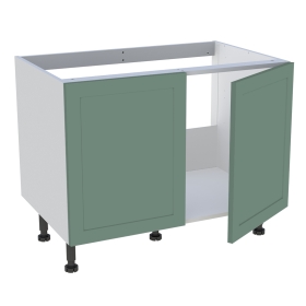 Meuble bas cuisine 2 portes pour évier timbre H.72,6 cm x L. 90 cm  - Vert sauge cadre