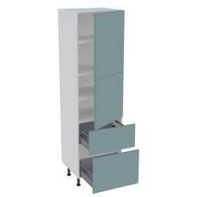 Colonne cuisine 2 portes, 2 casseroliers H.216,6 cm x L. 60 cm - Vert opale mat