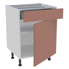 Meuble bas cuisine 1 porte, 1 tiroir H.87 cm x L. 60 cm - Terracotta mat