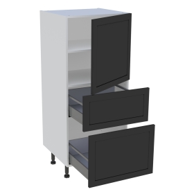 Demi colonne cuisine 1 porte, 2 casseroliers H.129,6 cm x L. 60 cm - Noir cadre