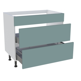 Meuble bas cuisson cuisine 1 faux tiroir, 2 casseroliers H. 87 cm x L. 90 cm - Vert opale mat