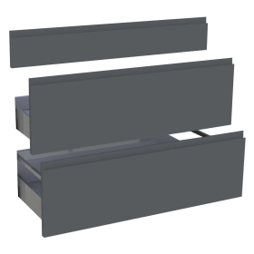 Kit façade meuble cuisine Gris Ardoise Mat Sans Poignée 1 faux tiroir, 2 casseroliers H. 71,7 cm L. 89,7 cm