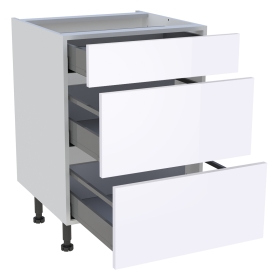 Meuble bas cuisine 1 tiroir, 2 casseroliers H.87 cm x L. 60 cm - Blanc brillant