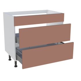 Meuble bas cuisson cuisine 1 faux tiroir, 2 casseroliers H. 87 cm x L. 90 cm - Terracotta mat