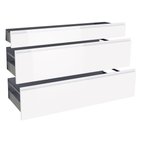 Kit façade meuble cuisine Blanc Brillant Sans Poignée 1 tiroir, 2 casseroliers H. 71,7 cm L. 119,7 cm
