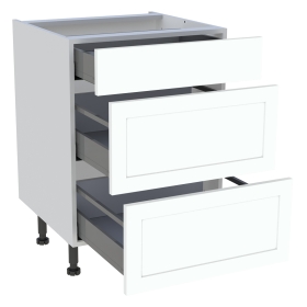 Meuble bas cuisine 1 tiroir, 2 casseroliers H.87 cm x L. 60 cm - Blanc cadre