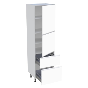 Colonne cuisine 2 portes, 2 casseroliers H.216,6 cm x L. 60 cm - Blanc mat sans poignée