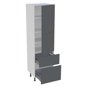 Colonne cuisine 2 portes, 2 casseroliers H.216,6 cm x L. 60 cm - Gris ardoise mat