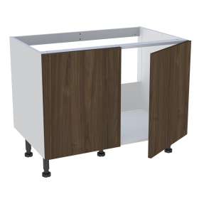 Meuble bas cuisine 2 portes pour évier timbre H. 72,6 cm x L. 90 cm  - Noyer foncé