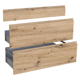 Kit façade meuble cuisine Chêne Naturel Sans Poignée 1 faux tiroir, 2 casseroliers H. 71,7 cm L. 89,7 cm
