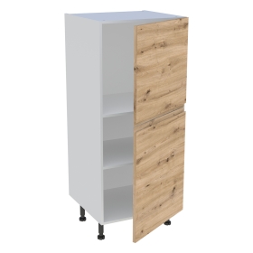 Demi colonne cuisine 2 portes H.129,6 cm x L. 60 cm - Chêne naturel sans poignée