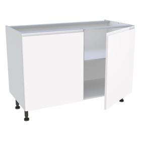 Meuble bas cuisine 2 portes H.87 cm x L. 120 cm - Blanc brillant sans poignée