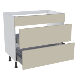 Meuble bas cuisson cuisine 1 faux tiroir, 2 casseroliers H. 87 cm x L. 90 cm - Beige mat