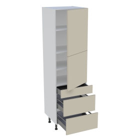 Colonne cuisine 2 portes, 1 tiroir, 2 casseroliers H. 216,6 cm x L. 60 cm - Beige mat