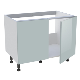 Meuble bas cuisine 2 portes pour évier timbre H.72,6 cm x L. 90 cm  - Gris cendre brillant