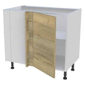 Meuble bas d'angle cuisine 1 porte H.87 cm x L. 90 cm - Chêne structuré