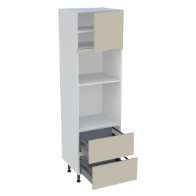 Colonne cuisine 1 porte, 2 casseroliers H. 216,6 cm x L. 60 cm - Beige mat
