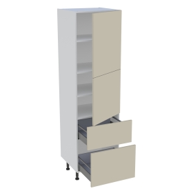 Colonne cuisine 2 portes, 2 casseroliers H. 216,6 cm x L. 60 cm - Beige mat