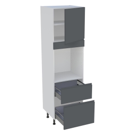 Colonne cuisine 1 porte, 2 casseroliers H.216,6 cm x L. 60 cm - CF1P2C60 - Gris ardoise mat sans poignee