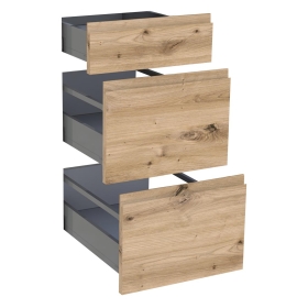 Kit façade meuble cuisine Chêne Naturel Sans Poignée 1 tiroir, 2 casseroliers H. 71,7 cm L. 39,7 cm