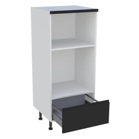 Demi colonne cuisine 1 casserolier H.129,6 cm x L. 60 cm - Noir mat sans poignée