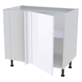 Meuble bas d'angle cuisine 1 porte H.87 cm x L. 90 cm - Blanc brillant