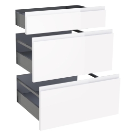 Kit façade meuble cuisine Blanc Brillant Sans Poignée 1 tiroir, 2 casseroliers H. 71,7 cm L. 59,7 cm