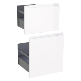 Kit façade meuble cuisine Blanc Brillant Sans Poignée 2 casseroliers H. 71,7 cm L. 39,7 cm