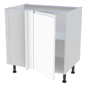 Meuble bas d'angle cuisine 1 porte H.87 cm x L. 80 cm - Blanc mat sans poignée