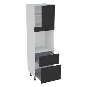 Colonne cuisine 1 porte, 2 casseroliers H.216,6 cm x L. 60 cm - CF1P2C60 - Noir cadre