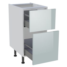 Meuble bas cuisine 2 casseroliers H.87 cm x L. 40 cm - Gris cendre brillant
