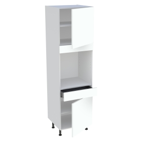 Colonne cuisine 2 portes, 1 tiroir H.216,6 cm x L. 60 cm - Blanc chaud mat