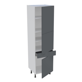 Colonne cuisine 3 portes, 1 tiroir H.216,6 cm x L. 60 cm - Gris ardoise mat