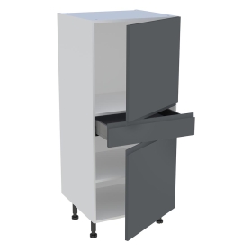 Demi colonne cuisine 1 tiroir, 2 portes H.129,6 cm x L. 60 cm - Gris ardoise mat sans poignee