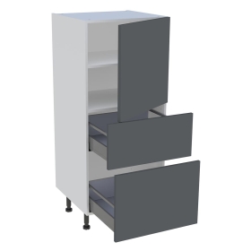 Demi-colonne cuisine 1 porte et 2 tiroirs H.129,6 cm x L. 60 cm - Gris Ardoise Mat