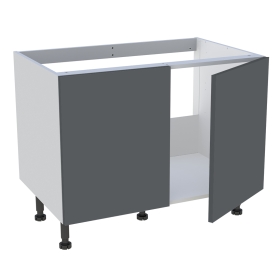 Meuble bas cuisine 2 portes pour évier timbre H.72,6 cm x L. 90 cm  - Gris ardoise mat