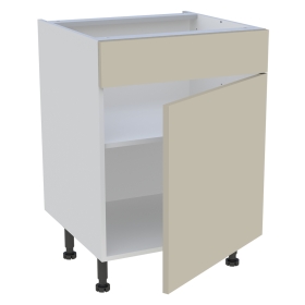 Meuble bas cuisine 1 porte, 1 faux tiroir H. 87 cm x L. 60 cm - Beige mat