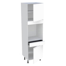 Colonne cuisine 2 portes, 1 tiroir H.216,6 cm x L. 60 cm - Blanc mat sans poignée