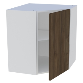 Meuble haut d'angle cuisine 1 porte H. 72 cm x L. 65 cm - Noyer foncé