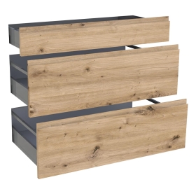Kit façade meuble cuisine Chêne Naturel Sans Poignée 1 tiroir, 2 casseroliers H. 71,7 cm L. 89,7 cm