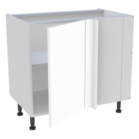 Meuble bas d'angle cuisine 1 porte H.87 cm x L. 90 cm - Blanc chaud mat