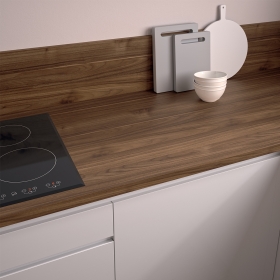 Crédence cuisine sur mesure stratifiée Noyer Foncé